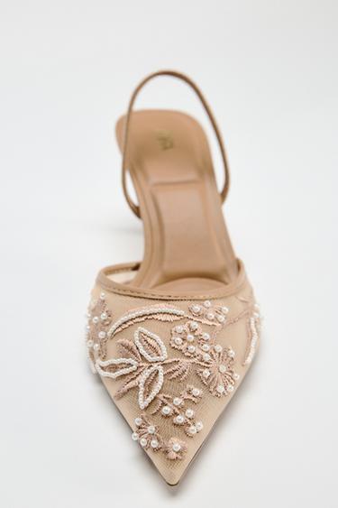 SLINGBACK SHOES WITH EMBROIDERED MESH - Brown by Zara - Image 3