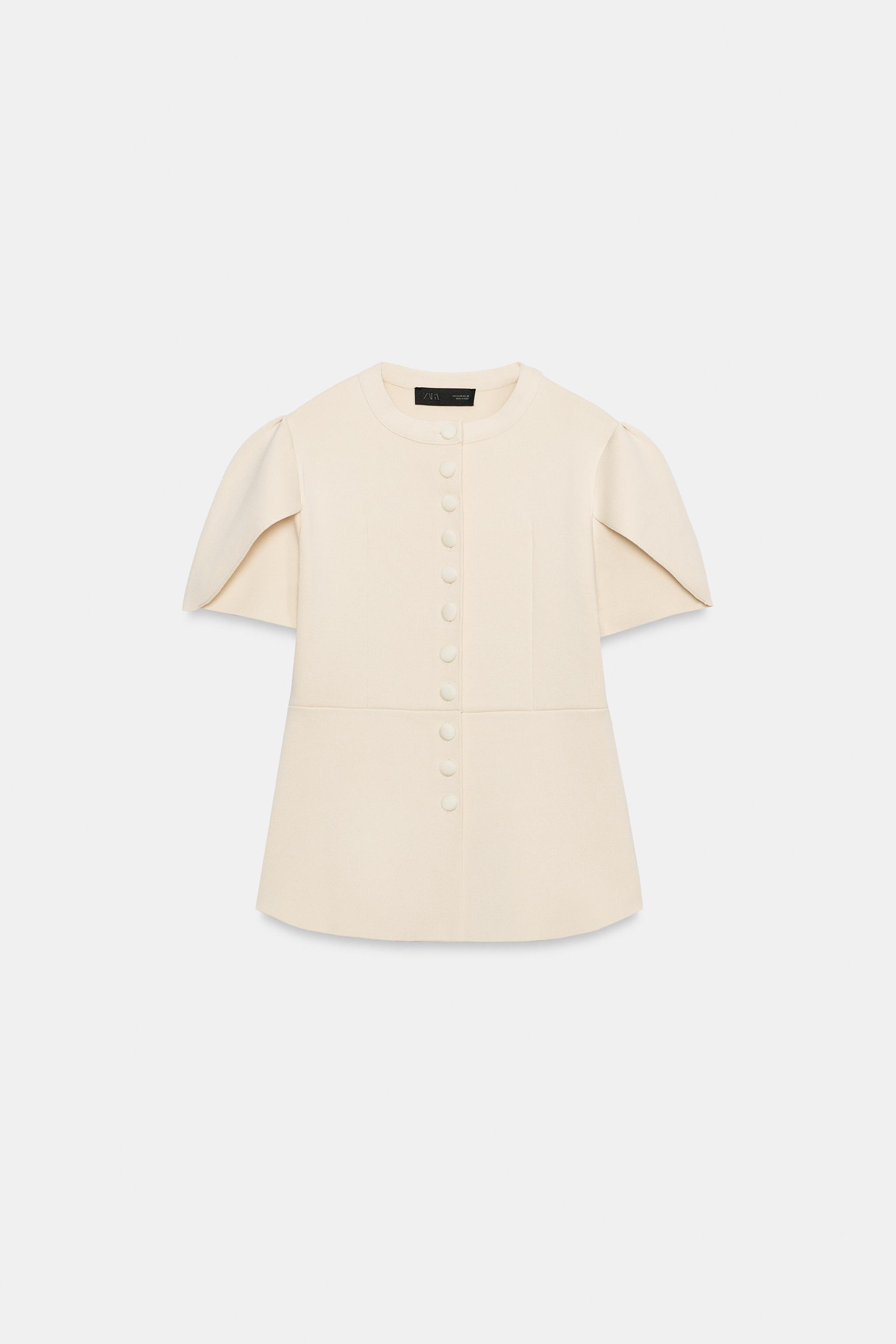Женские кардиганы Zara BUTTONED CARDIGAN WITH PUFF SLEEVES — фото 6