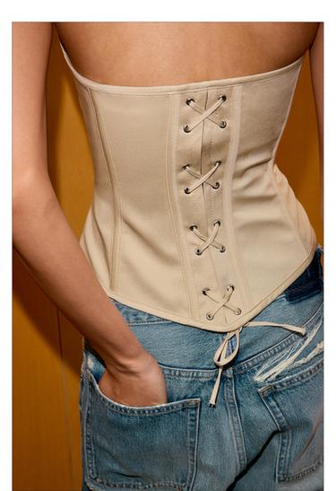 CORSETRY-INSPIRED TOP - Cream by Zara