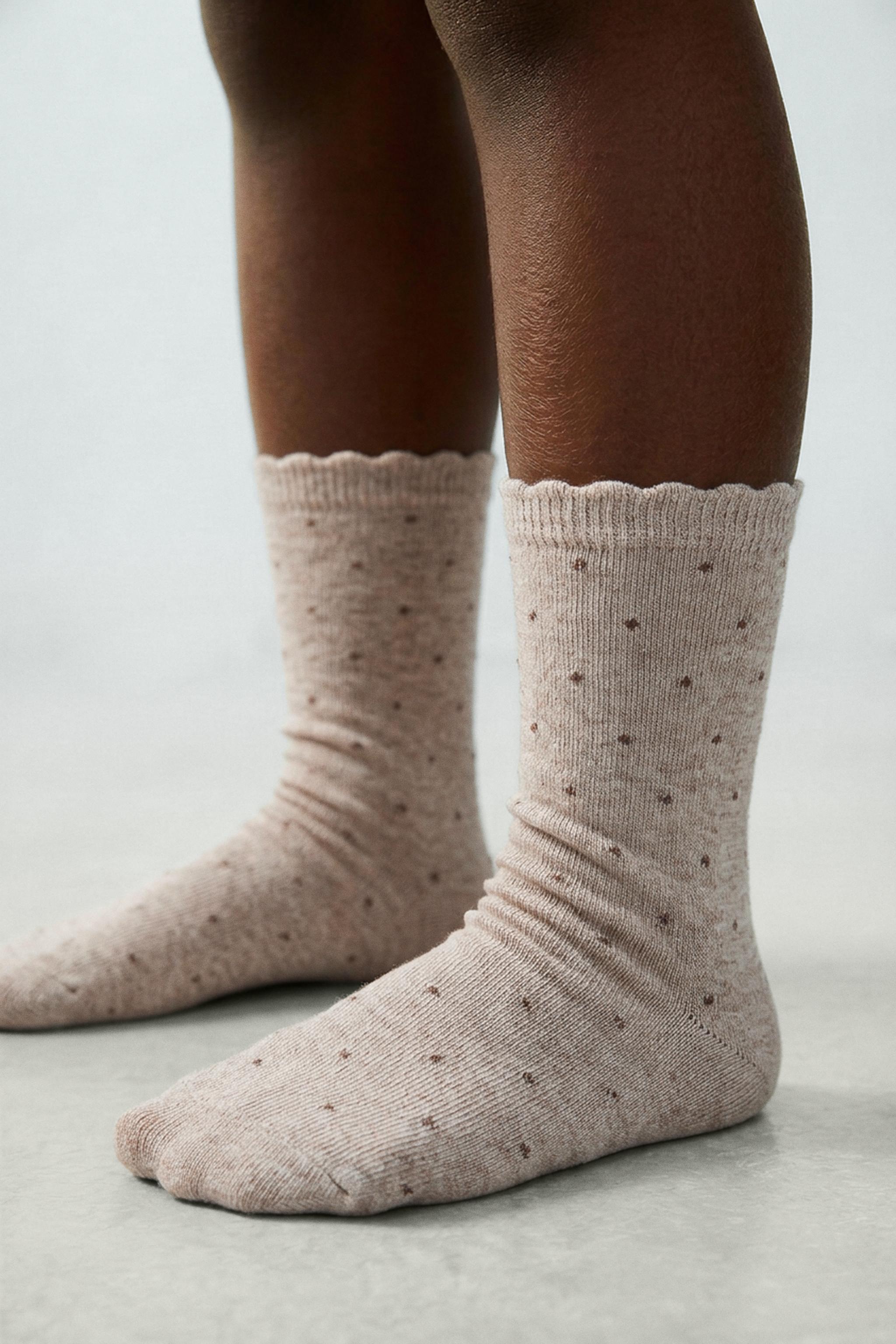 FIVE-PACK OF STRIPED AND POLKA DOT KNEE SOCKS