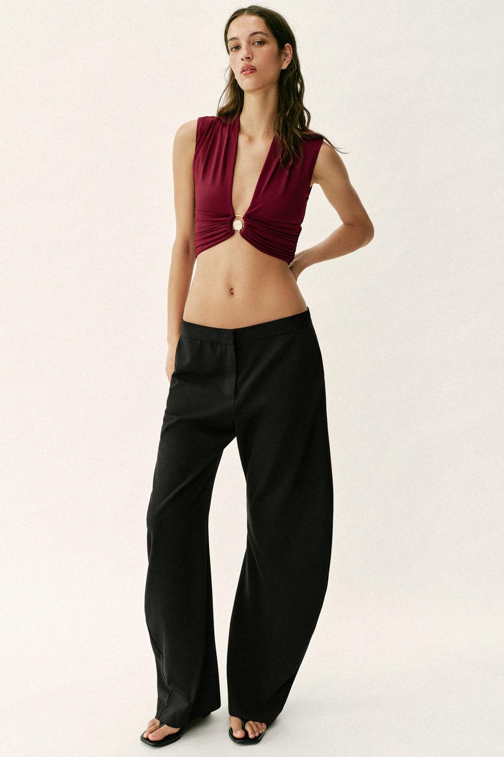 DRAPED POLYAMIDE TOP WITH HARDWARE