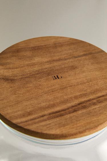 ACACIA WOOD AND GLASS STORAGE JAR - Transparent by Zara - Image 2