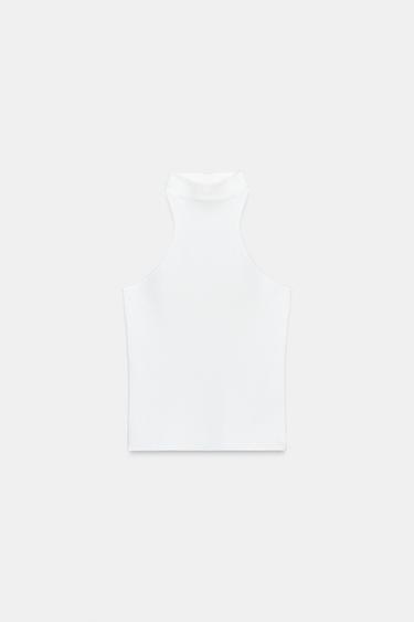 KNIT HALTER TOP - Oyster-white by Zara
