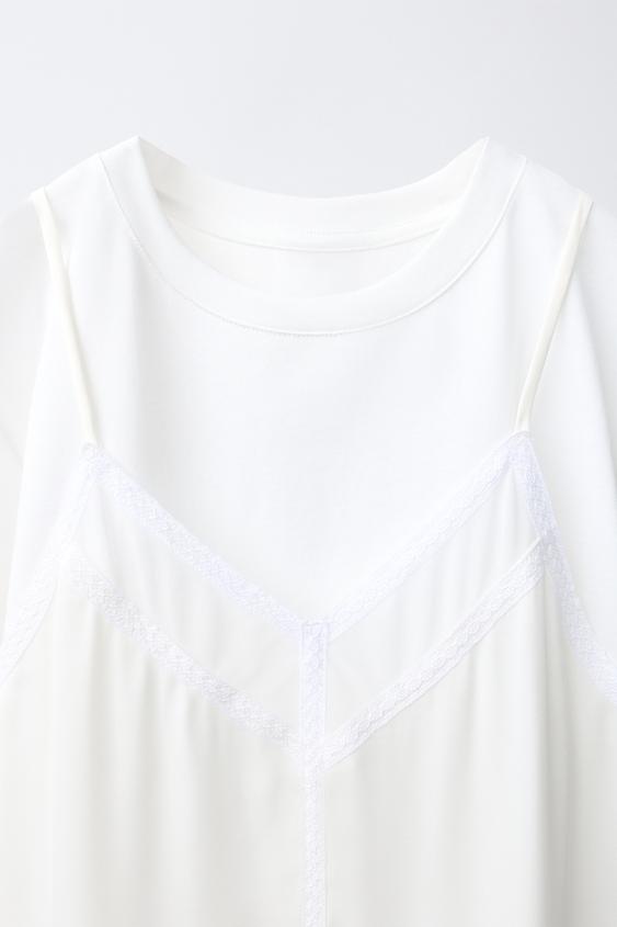 ROBE STYLE LINGERIE BIMATIÈRE - Blanc de Zara - Image 2