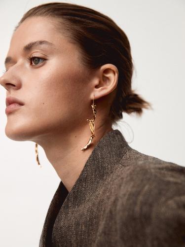 Boucles d’oreilles pendantes feuilles - Doré de Zara - Image 0