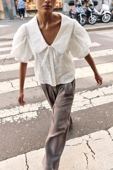 PETER PAN COLLAR BLOUSE - White by Zara