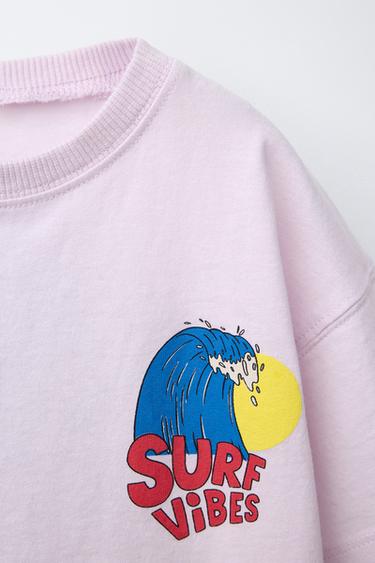 T-SHIRT IMPRIMÉ SURF - Mauve clair de Zara - Image 2