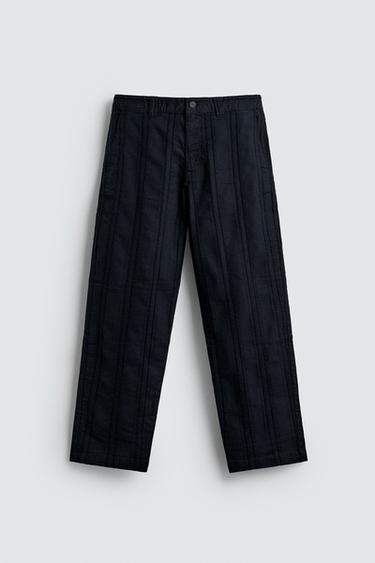 STRIPED JACQUARD TROUSERS - Navy blue by Zara - Image 6
