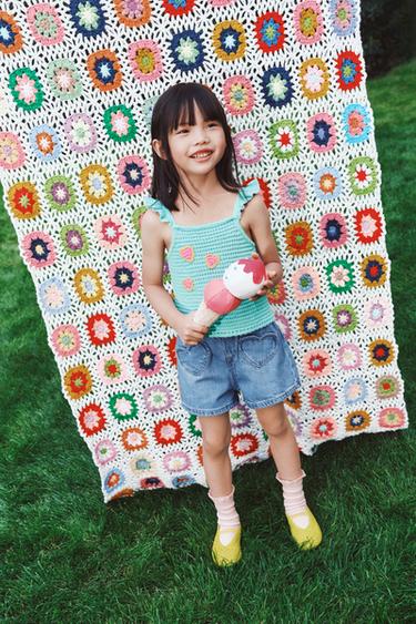 ÁO DỆT KIM HỌA TIẾT TRÁI TIM BẰNG LEN MÓC - Màu xanh biển từ Zara