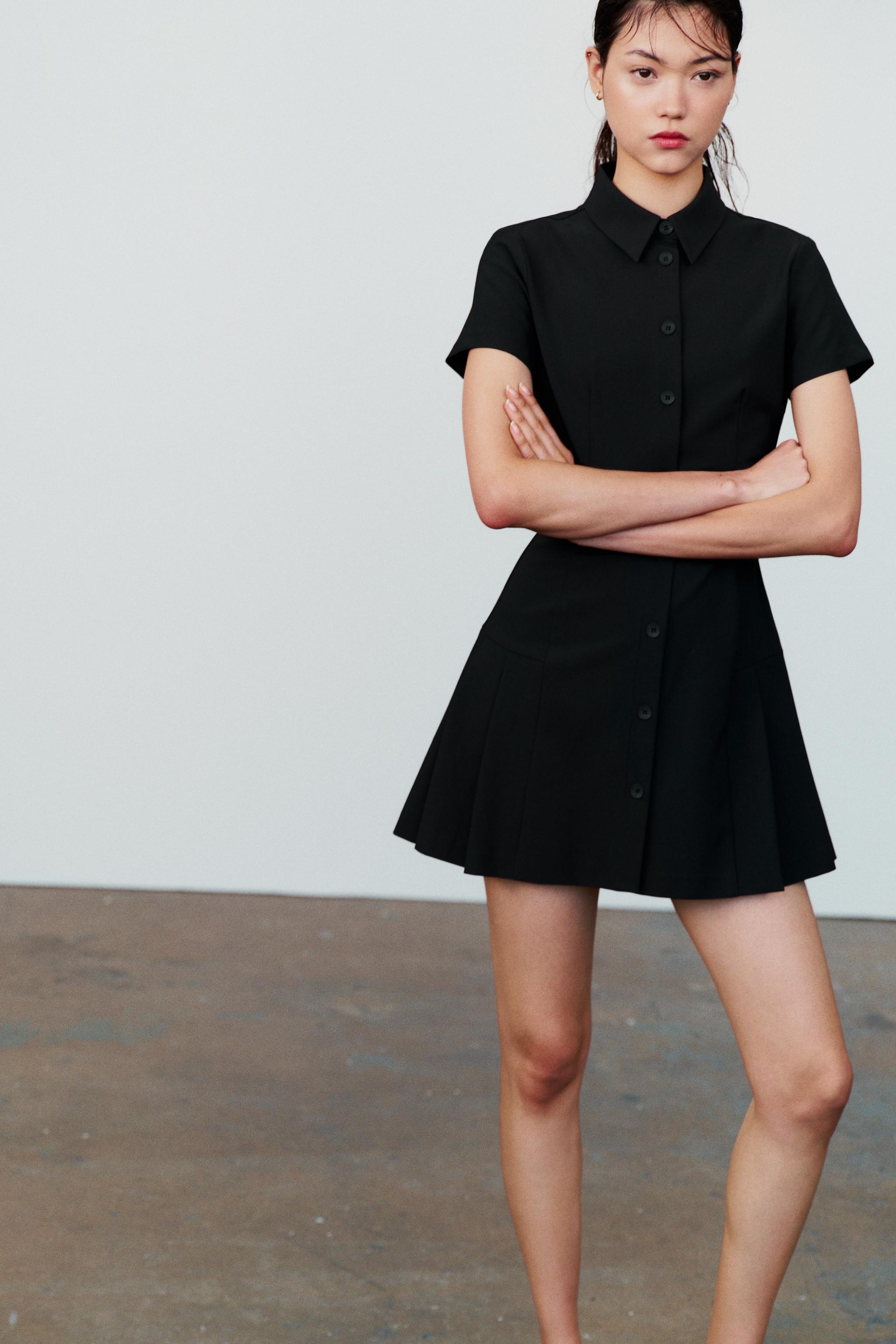 Zara black cheap shirt dress