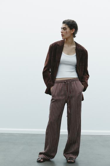 BLAZER PIEL ANTE - Marrón oscuro de Zara