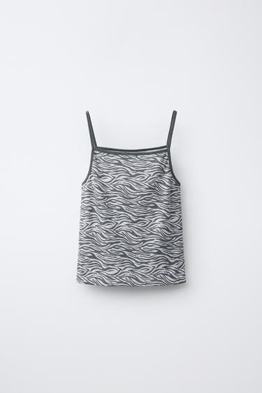 TOP À IMPRIMÉ ZÈBRE - Gris chiné de Zara