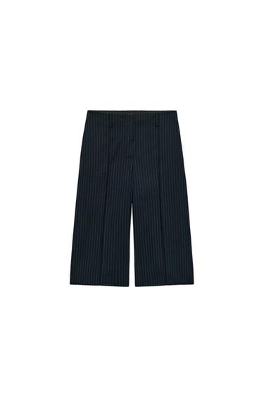 Zara ZW COLLECTION STRAIGHT PLEATED BERMUDA SHORTS - striped