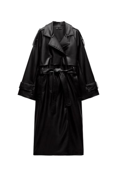 OVERSIZED FAUX LEATHER TRENCH