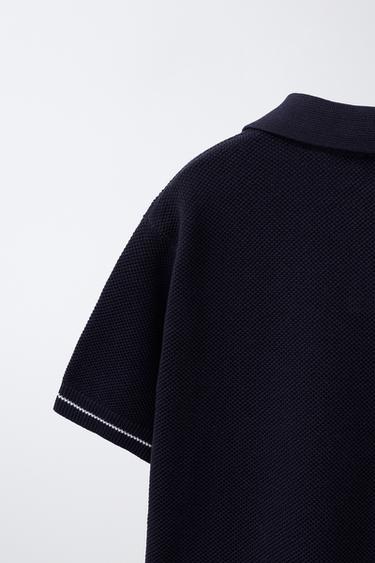 KNIT PIQUÉ POLO SHIRT - Navy / White by Zara - Image 3