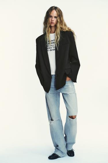 Zara OVERSIZED BASIC BLAZER - Black