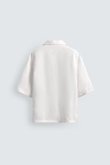 CHEMISE BOXY FIT JACQUARD RAYURES - Blanc de Zara - Image 8