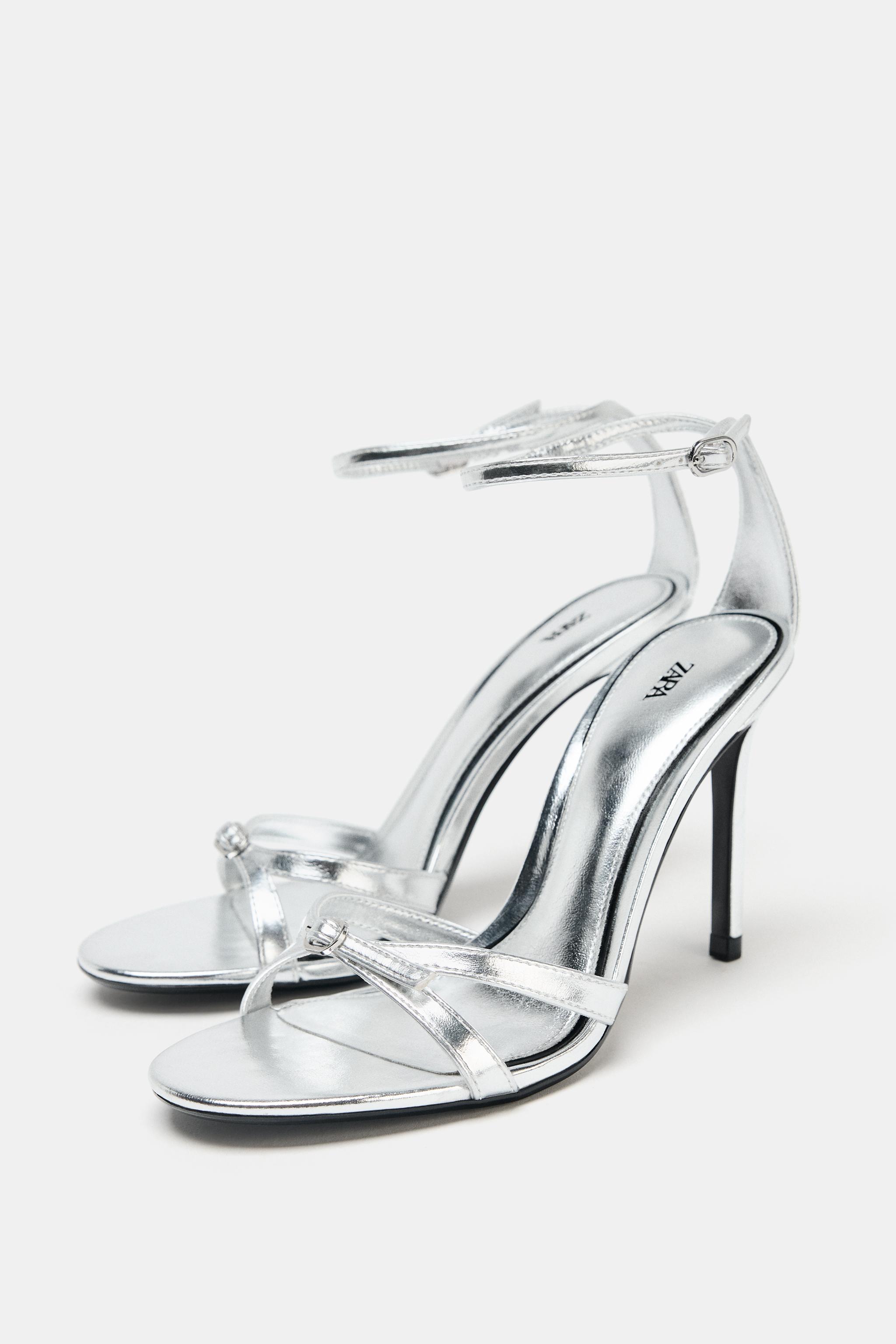 その他 Y METALLIC EFFECT HIGH-HEEL SANDALS - Silver | ZARA Canada