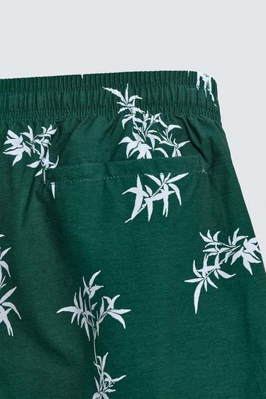 LONG LEAF PRINT SWIMMING TRUNKS - Green by Zara - Image 9