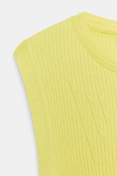 ASYMMETRIC RIB KNIT TOP - Lime by Zara - Image 7