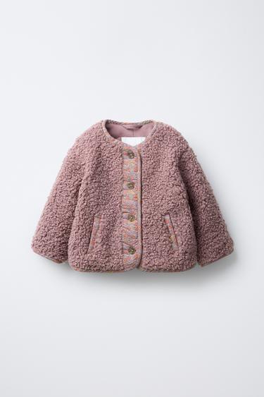 MANTEAU DOUBLÉ EFFET MOUTON À FLEURS - Magenta de Zara