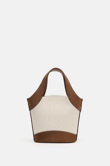 COMBINED CANVAS CROSSBODY BAG - Brown by Zara