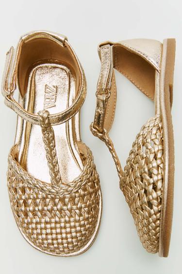 BRAIDED CAGE SANDALS - Gold by Zara
