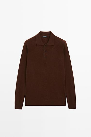 Wool blend polo sweater — Brandy 1