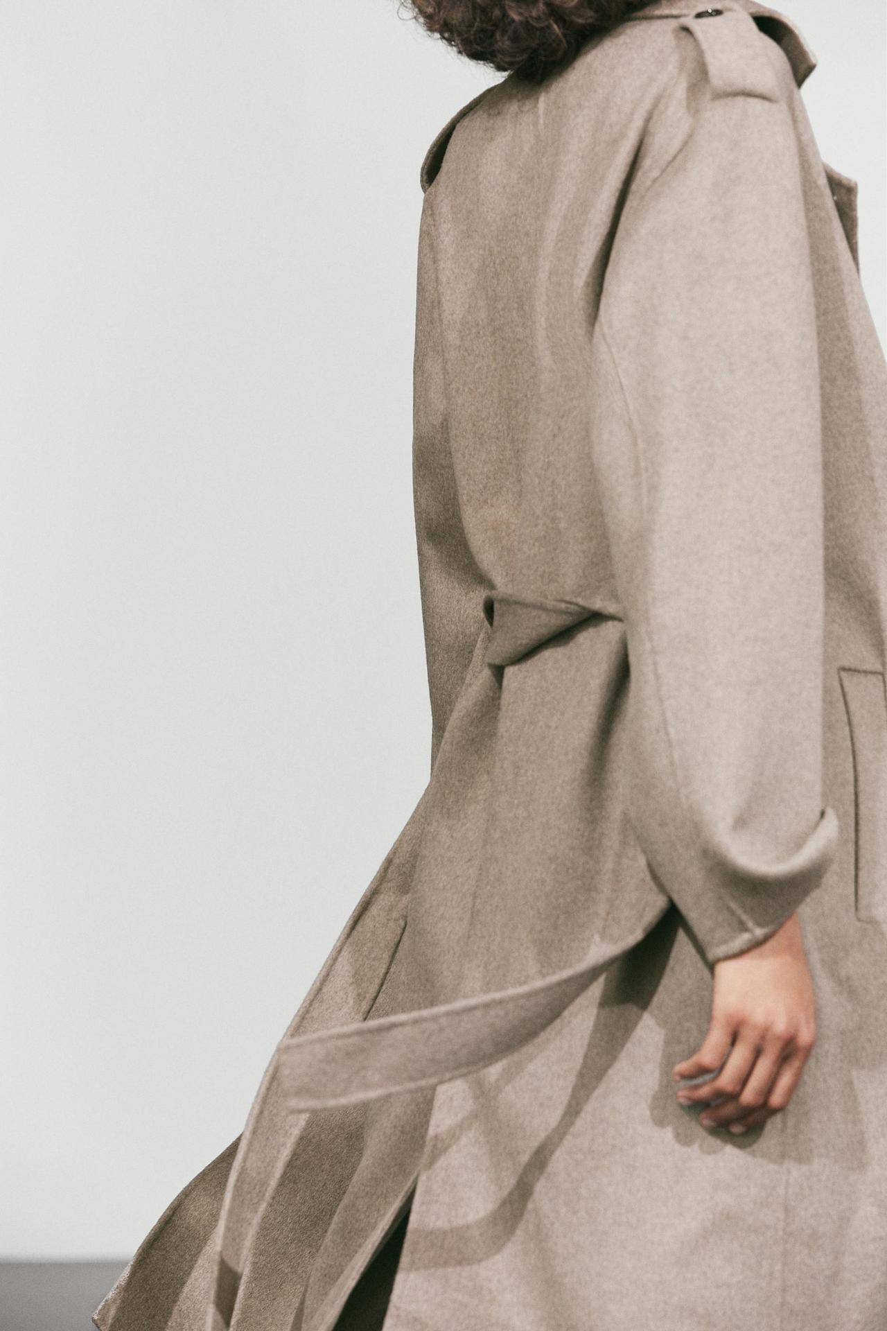 Long wool-blend trench coat — 210