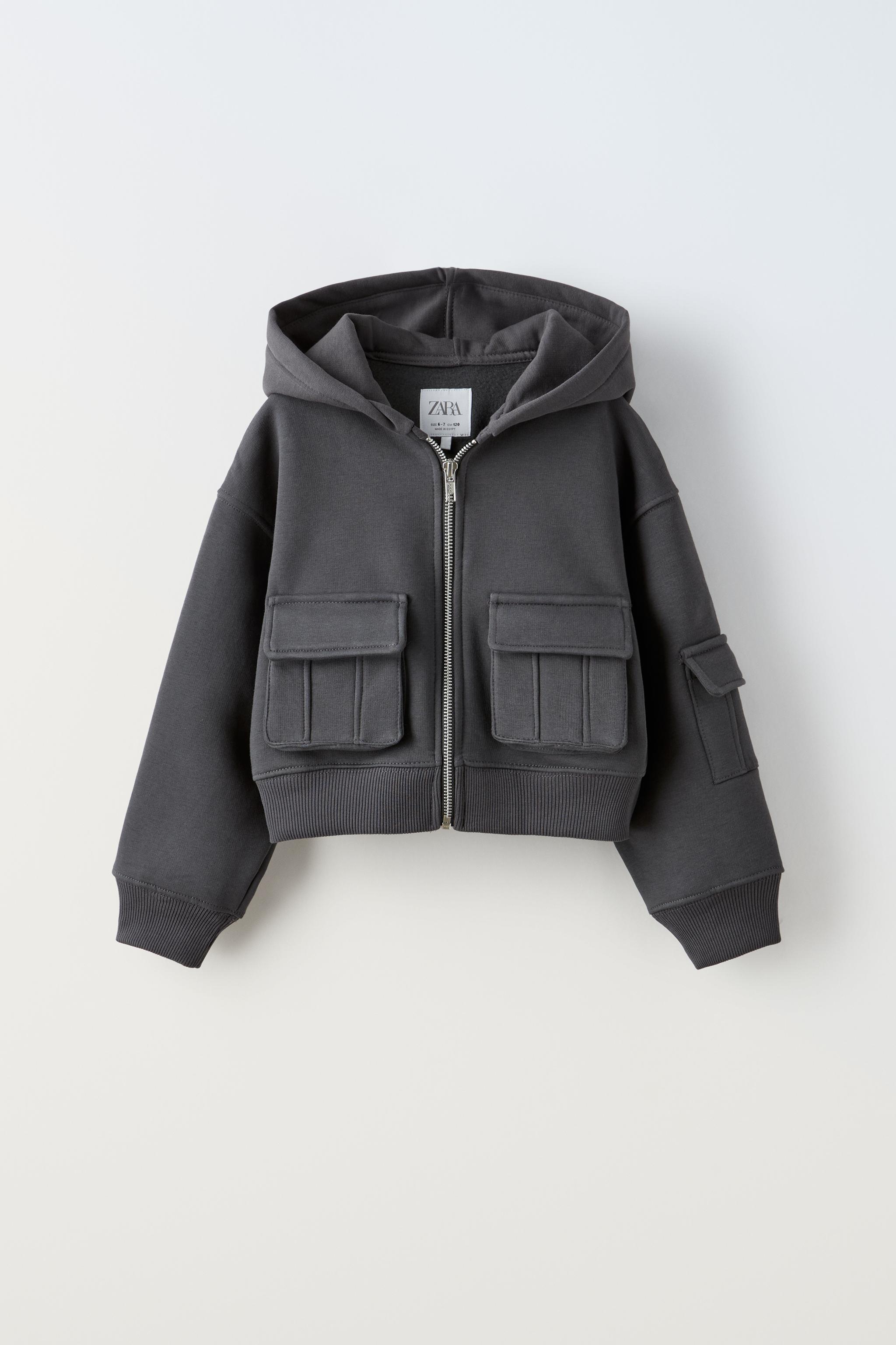 Zara cropped zip discount hoodie