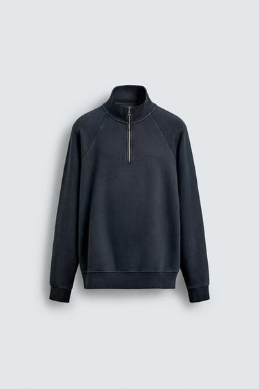 SUDADERA LAVADA CUELLO CREMALLERA - Gris antracita de Zara