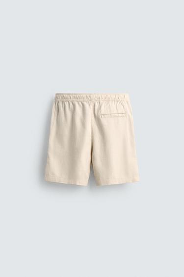 REGULAR FIT TEXTURED BERMUDA SHORTS - Light beige by Zara - Image 7