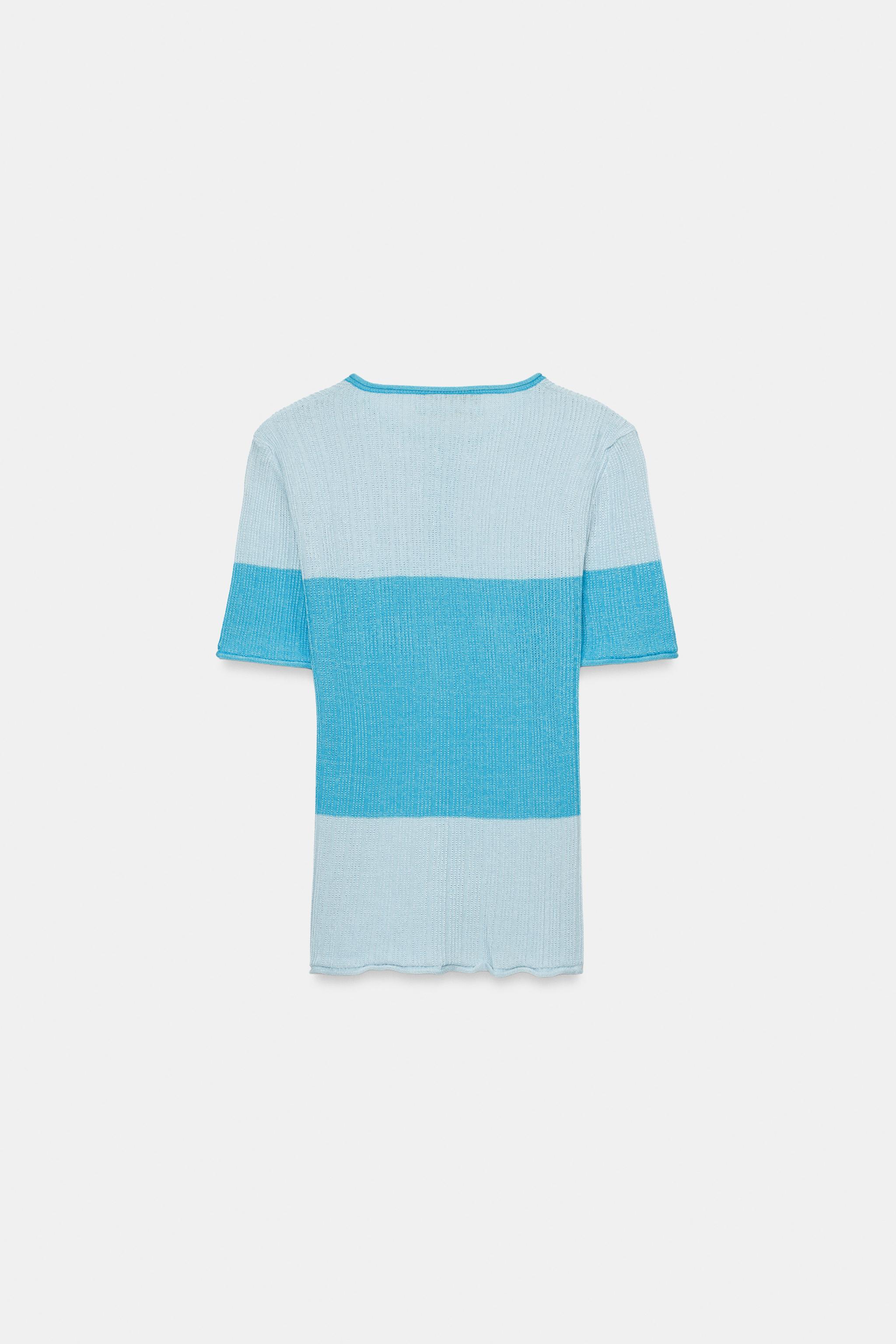 カラーブロックニットジャケット - ブルー | ZARA Japan / 日本