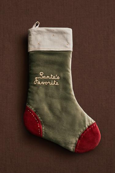 Zara VELVET CHRISTMAS STOCKING DECORATION - 綠色