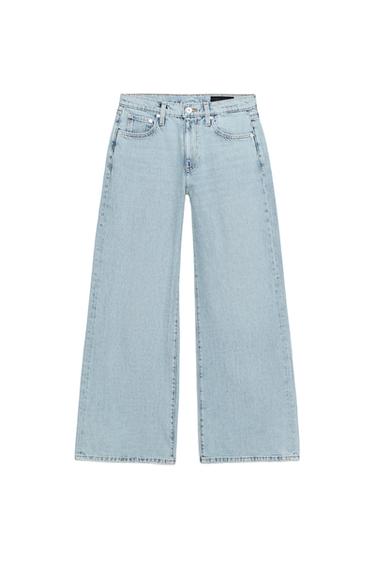 ZW COLLECTION LOW-RISE WIDE-LEG JEANS - Light blue by Zara