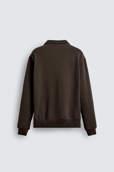 BASIC QUARTER-ZIP SWEATSHIRT - Brown by Zara