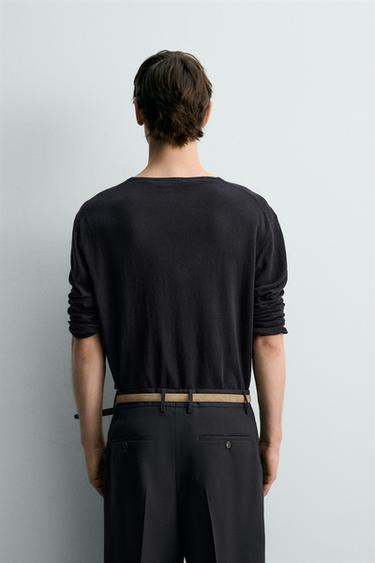 HAUT LÉGER COTON-LIN - Bleu marine de Zara - Image 2