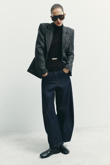 BLAZER PEPLUM COM LÃ ZW COLLECTION - Preto / Branco da Zara