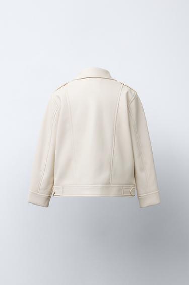 FAUX LEATHER JACKET - Ecru by Zara - Image 3