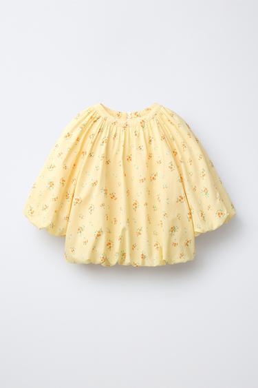 BLUSA ABULLONADA ESTAMPADA FLORES - Amarillo de Zara