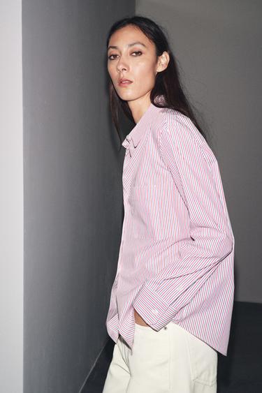 ZW COLLECTION STRIPED POPLIN SHIRT - red/navy by Zara - Image 3