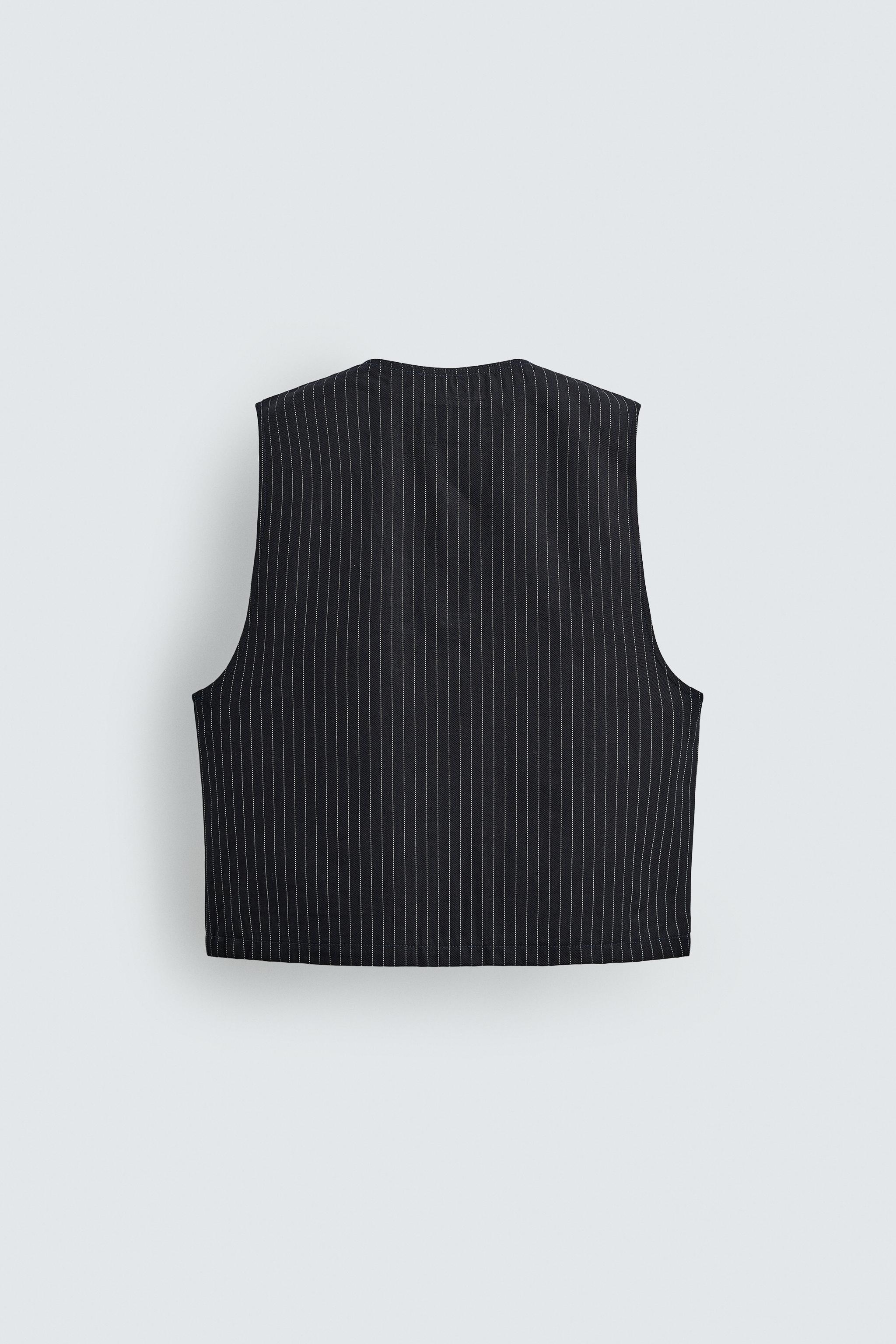 PINSTRIPE DENIM VEST - Blue | ZARA United States