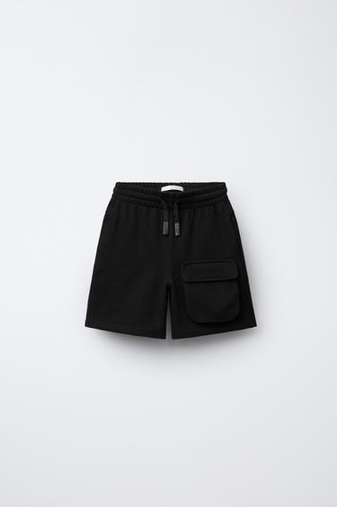 STRAIGHT PLUSH GARMENT-DYED BERMUDA SHORTS - Black by Zara