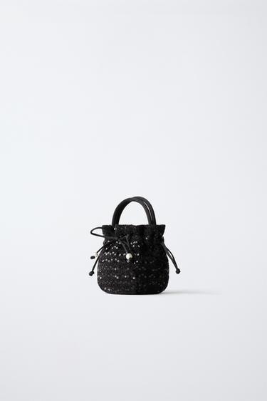 SEQUIN CROSSBODY BAG WITH BOW - Black by Zara - Image 1