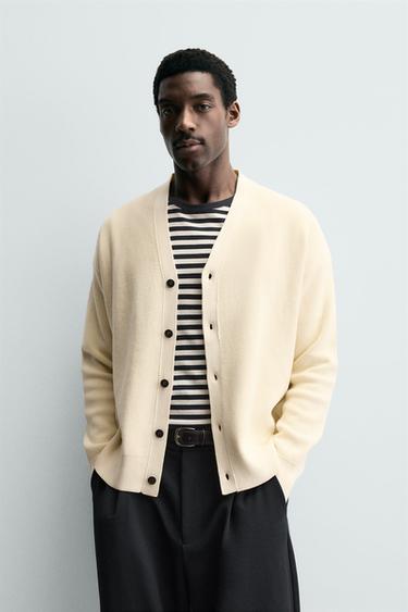 ORIGINS COTTON TEXTURED CARDIGAN - Ecru by Zara