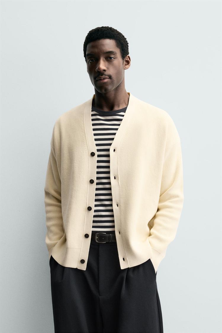ZARA COTTON TEXTURED CARDIGAN