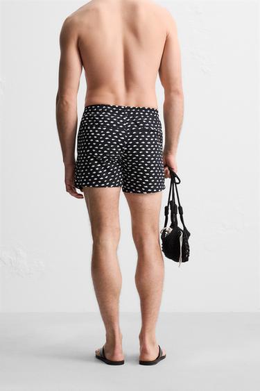 ABSTRACT PRINT SWIM SHORTS - Black by Zara - Image 7