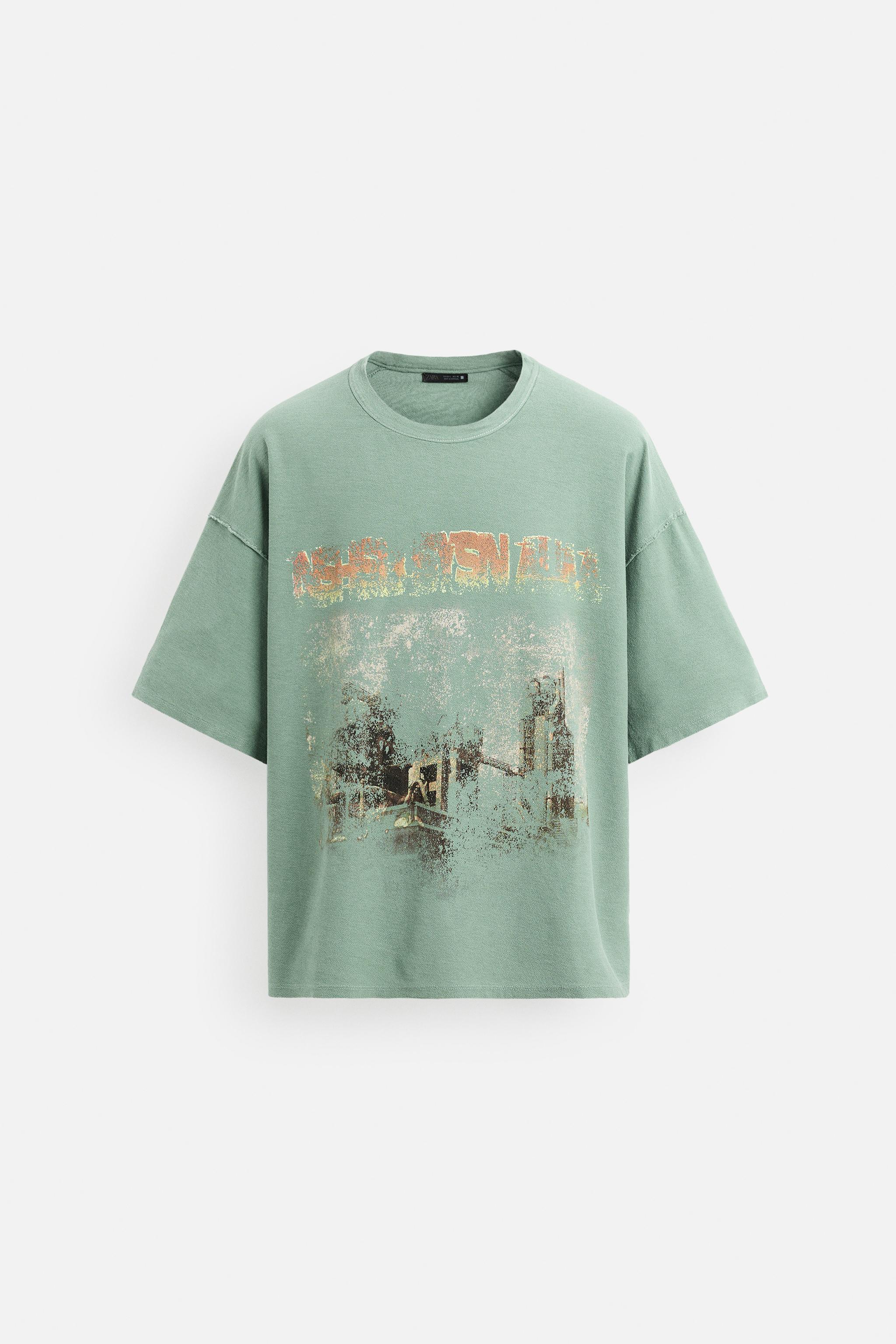 T-SHIRT EN MAILLE IMPRIMÉ DÉLAVÉ