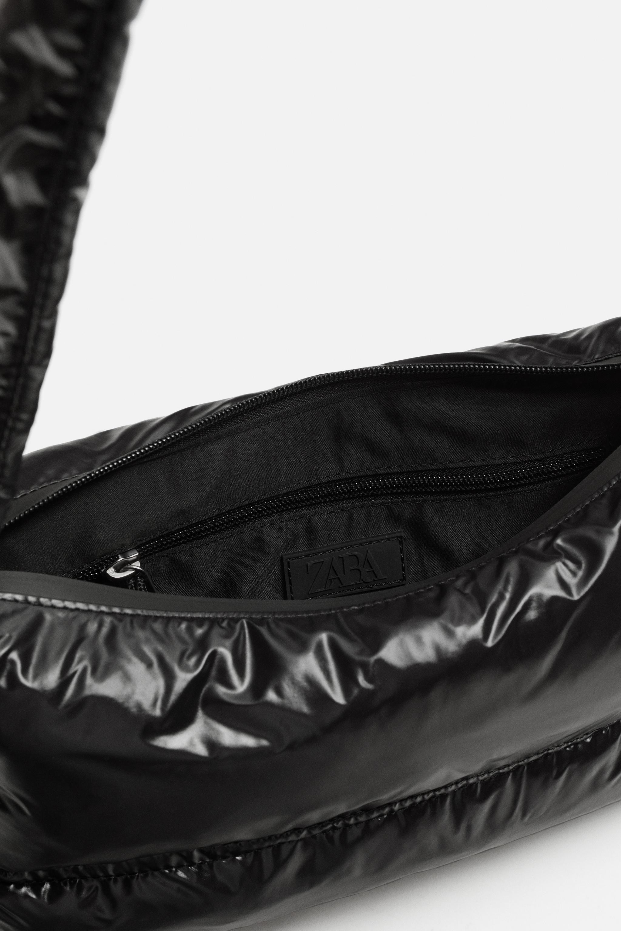 メタリックキルティングクロスボディバッグ - ブラック | ZARA Japan  