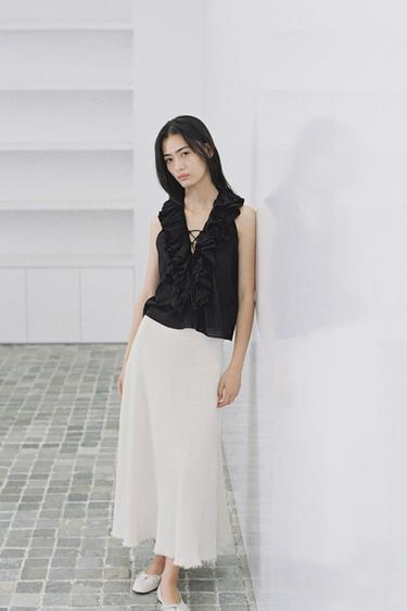 ZW COLLECTION RUFFLED TOP - Black by Zara